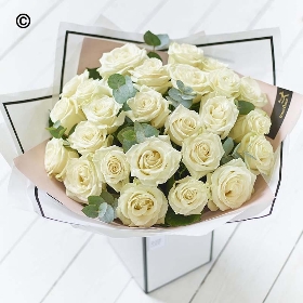 Beautifully divine dozen Rose Bouquet White