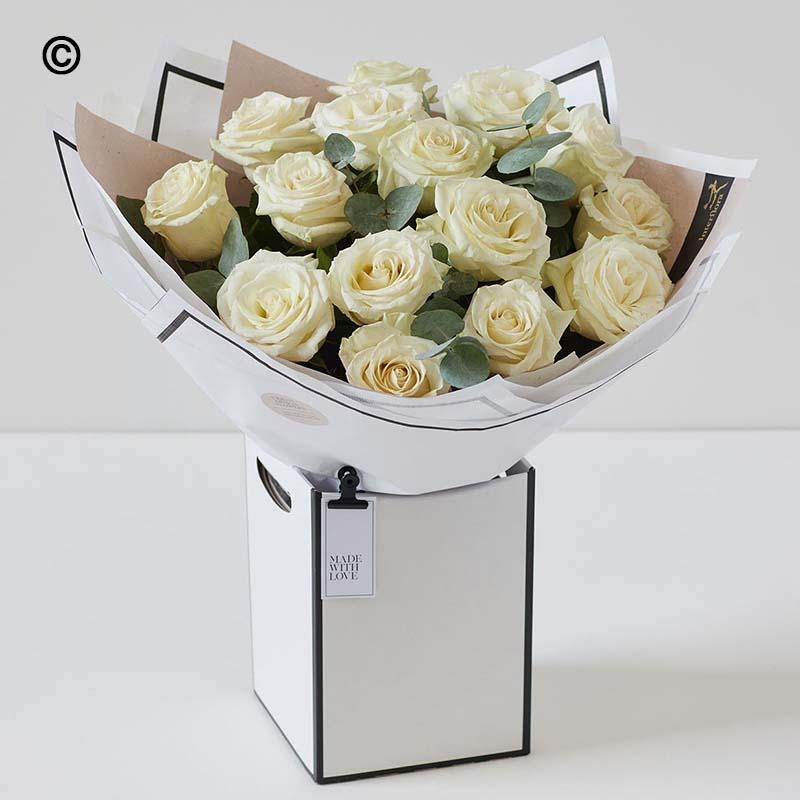 Beautifully divine dozen Rose Bouquet White